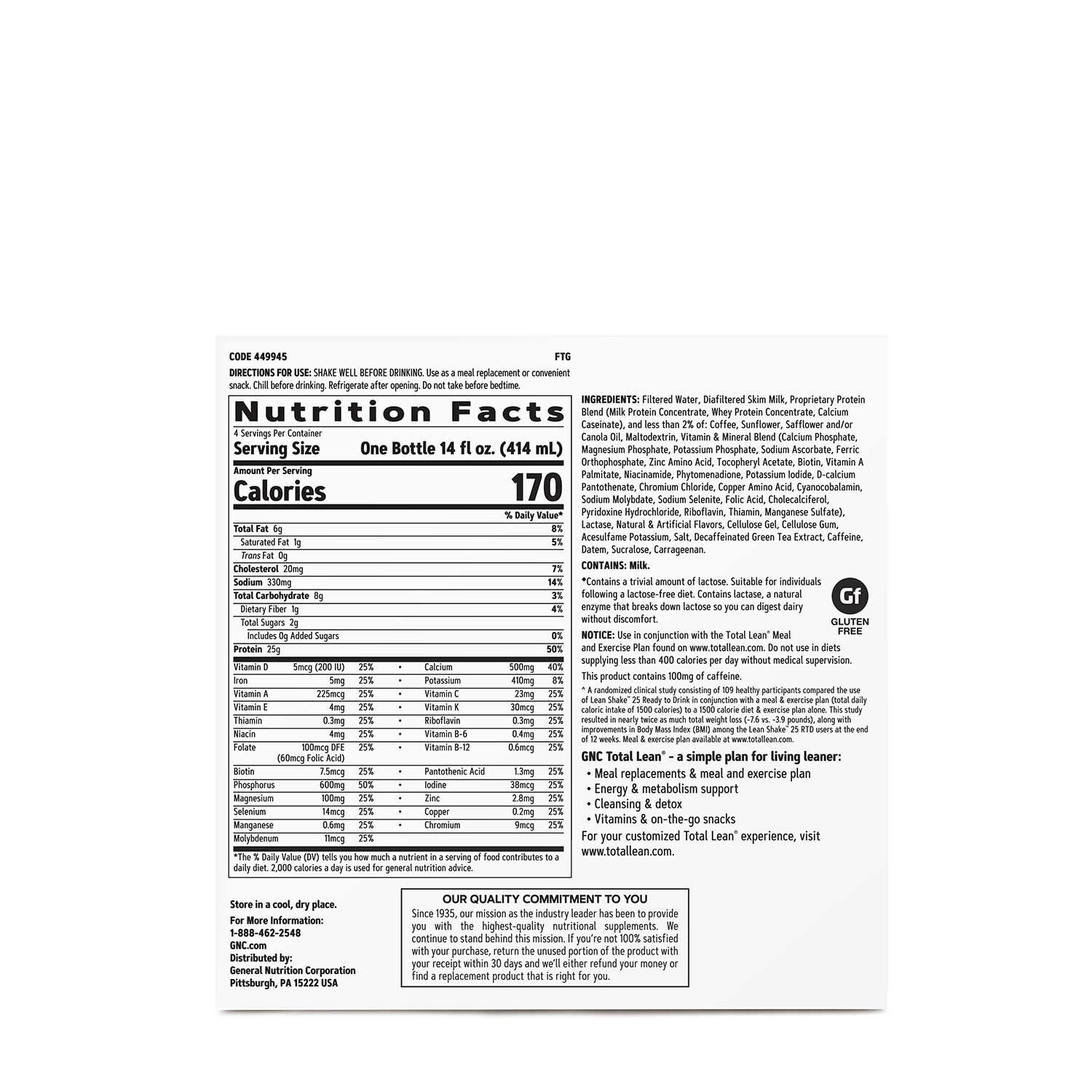 Lean Shake 25 - Vanilla Latte - 14oz. (4 Bottles) Vanilla Latte | GNC